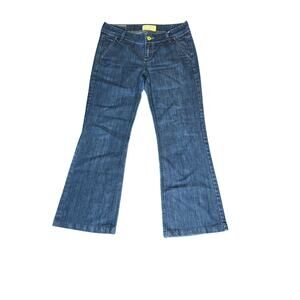 LOLE size 10 jeans, blue organic cotton flare leg low-rise boho hippie